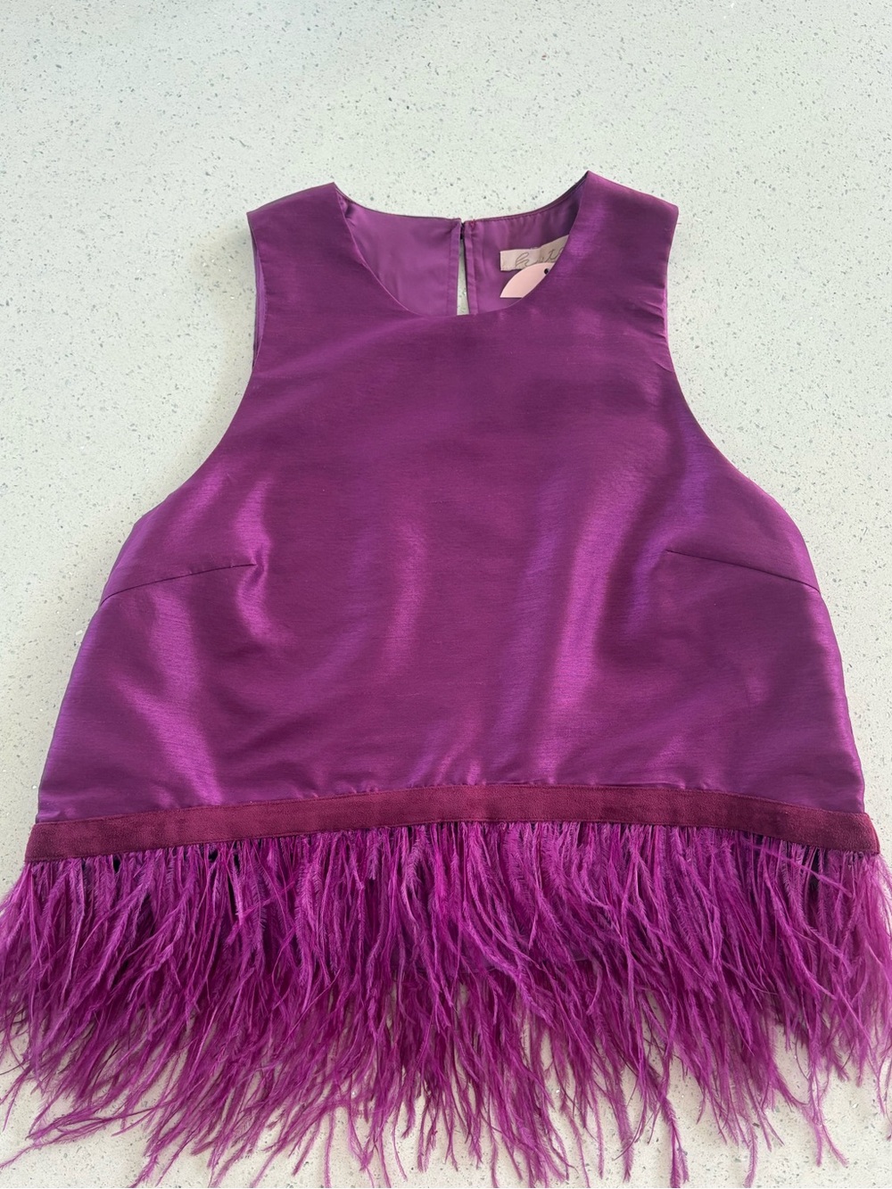 Anthropology Hutch Purple Feather-Trim Sleeveless Top